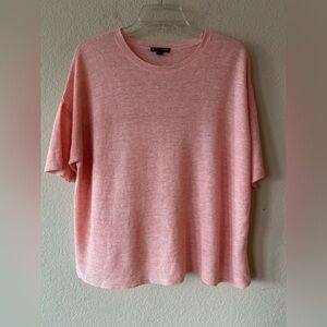 Eileen Fisher Organic Linen Melange Round Neck Top Pink  Sz PL